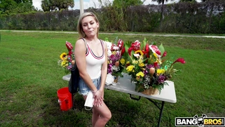 Angel Aurora is getting picked up outdoors