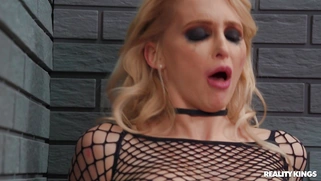 Alix Lynx rides the stiff cock with her shaved pussy