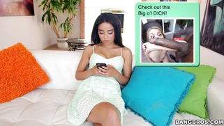 Maya Bijou playing with herself on the couch fingering her pussy