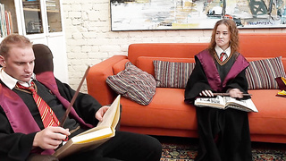 Hot wizard works her mouth on my wand