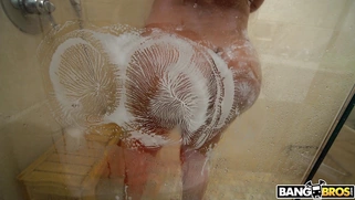 Zoey Reyes takes the shower and shows off her amazing big ass
