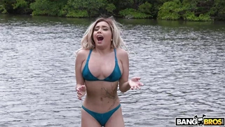 Aaliyah Hadid and Peter Green have fun on the river