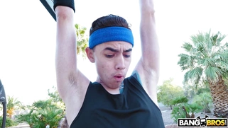 Makayla Cox pulled down Juan's pants and took his cock in her mouth