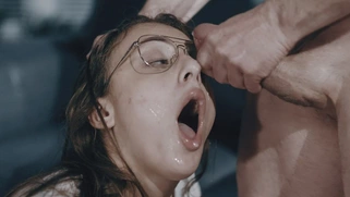 Gia Derza in glasses gets facialed