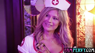 Naughty MILF nurse examining her stepson