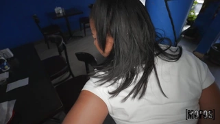 Ameena Greene gets fucked standing in the cafe