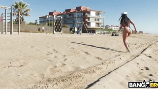 Busty Katrina Moreno have fun on the beach