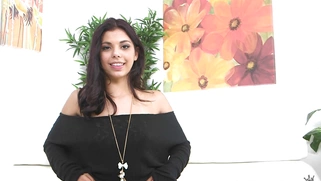 Horny Brazilian teen Gina Valentina talks with the cameraman