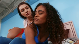 Bella Rolland and Scarlit S. play lesbo games and Van Wylde jerks on them