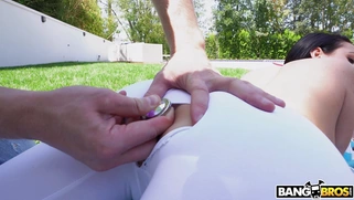 Treasure's hunter Markus found the butt plug in Angela White's ass