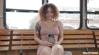 Kira Perez and Ameena Greene play lesbo games in public