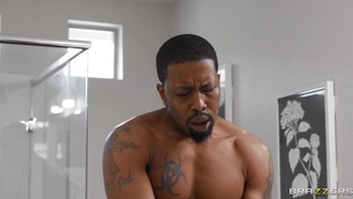 Chantal Danielle is sucking huge black cock at the bathroom