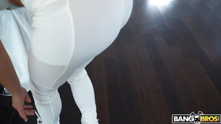 Julianna Vega teasing as she cleaning the house