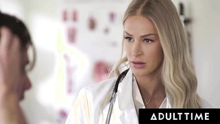 Naughty Doctor Emma Hicks sucks her patient's dick after catching him masturbating!