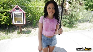 Vanessa Marie is getting picked up outdoors