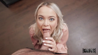 Alexis Kay gives blowjob to Charles Dera in POV