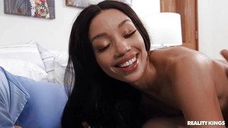 Ebony Alexis Tae shakes her ass on the hard white prick