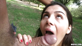 Valentina Nappi sucking and deepthroating thick cock for cash