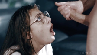 Gia Derza in glasses gets facialed