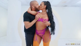 Mona Azar in sexy lingerie is sucking Xander Corvus' cock